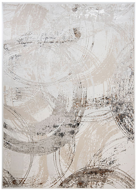 Tapete Moderno Neutro con Diseño Abstracto Circular en Gris