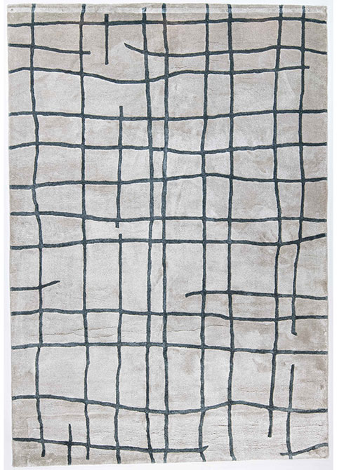 Tapete Moderno Neutro con Diseño a Cuadros en Gris Oscuro