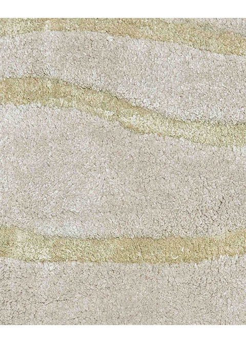 Tapete Moderno Neutro con Diseño de Líneas Onduladas en Dorado