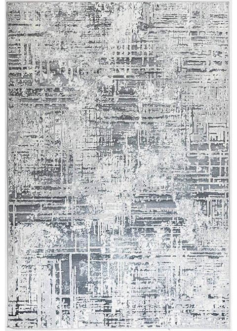 Tapete Moderno Gris con Diseño Abstracto en Blanco