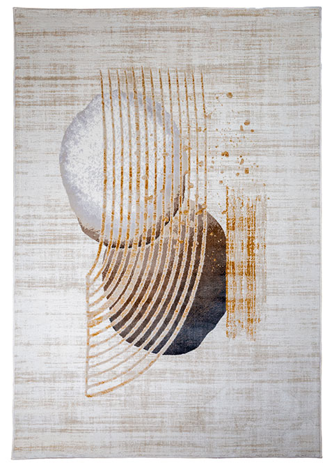 Tapete Moderno Neutro con Diseño Abstracto en Dorado