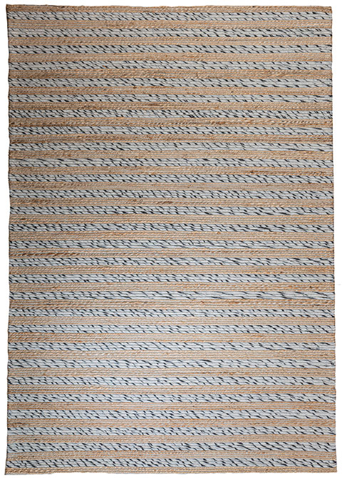 Tapete Texturizado Beige con Diseño a Rayas en Gris Oscuro