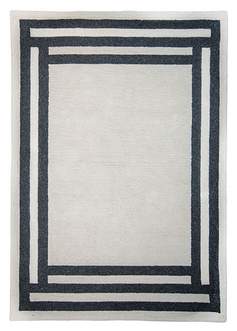 Tapete Moderno Neutro con Diseño de Bordes Geométricos en Gris Oscuro