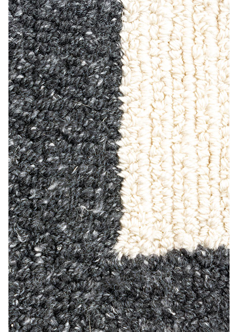 Tapete Moderno Neutro con Diseño de Bordes Geométricos en Gris Oscuro