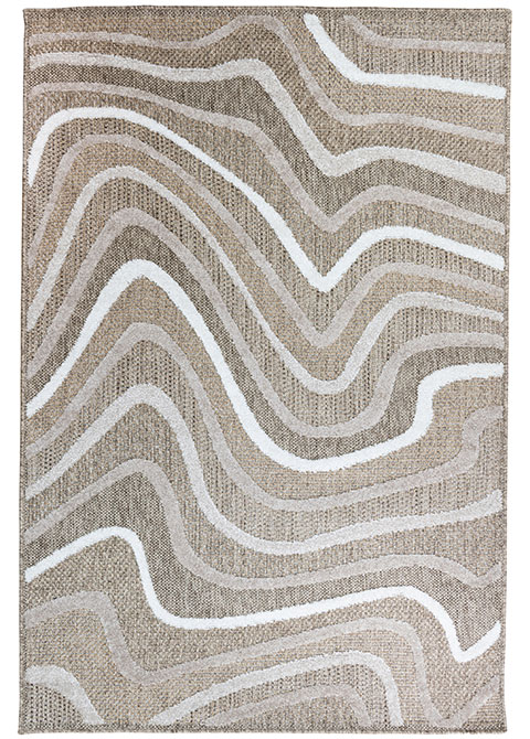 Tapete Moderno Beige con Diseño de Ondas en Neutro