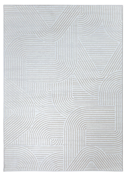 Tapete Moderno Neutro con Diseño Geométrico Curvo