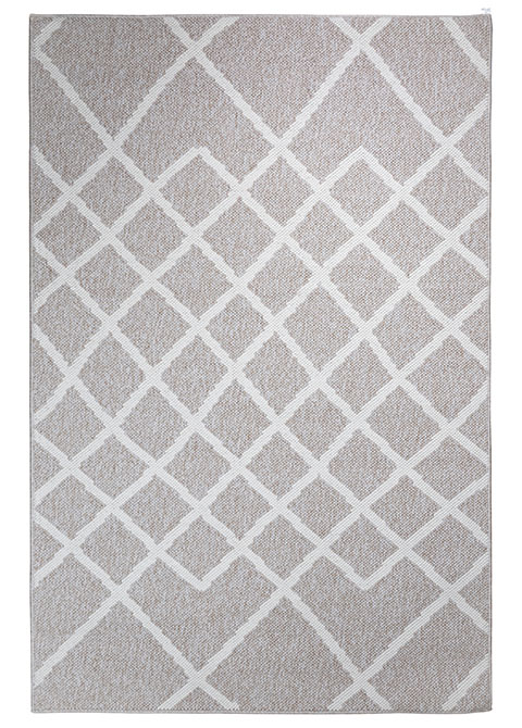 Tapete Moderno Beige con Diseño de Diamantes en Neutro