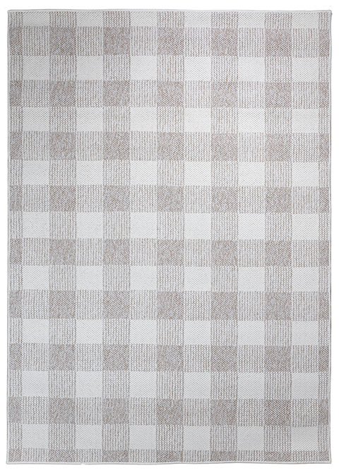 Tapete Moderno Neutro con Diseño a Cuadros Café