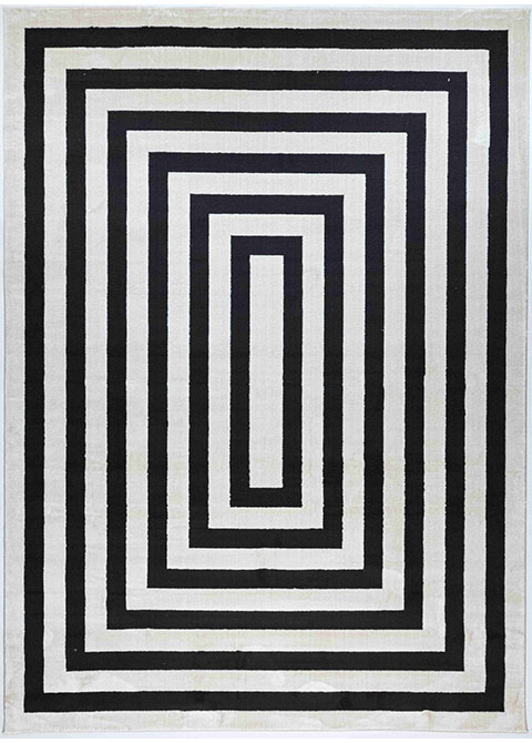 Tapete Moderno Beige con Diseño Geométrico en Gris Oscuro