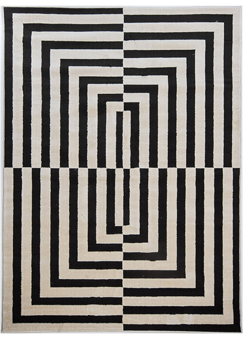 Tapete Moderno Beige con Diseño Geométrico en Gris Oscuro