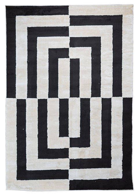 Tapete Moderno Beige con Diseño Geométrico en Gris Oscuro