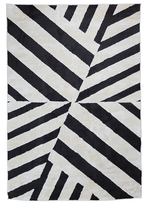 Tapete Moderno Beige con Diseño Geométrico en Gris Oscuro