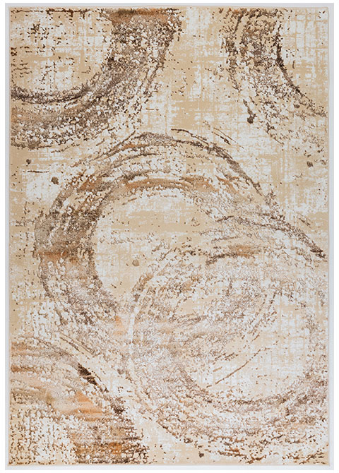 Tapete Moderno Beige con Diseño Abstracto en Cafe