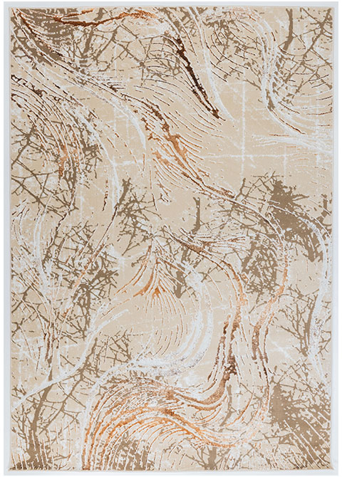 Tapete Moderno Beige con Diseño de Ramas en Café