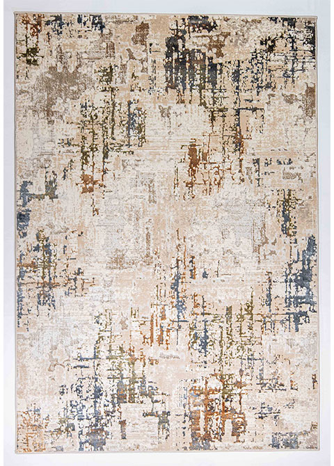 Tapete Moderno Beige con Diseño Abstracto Multicolor