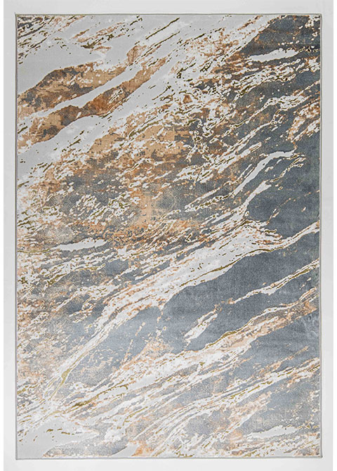 Tapete Moderno Gris con Diseño Abstracto en Bronce