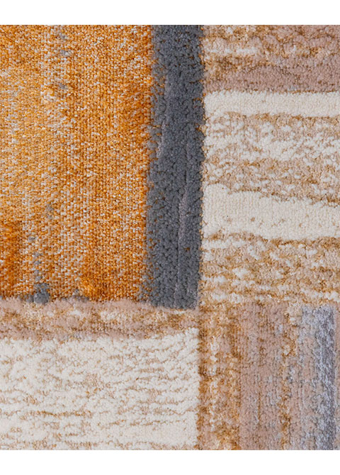 Tapete Moderno Beige con Diseño de Bloques en Gris Oscuro y Café