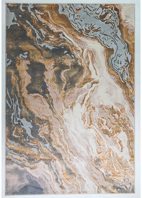 Tapete Moderno Neutro con Diseño Abstracto en Dorado