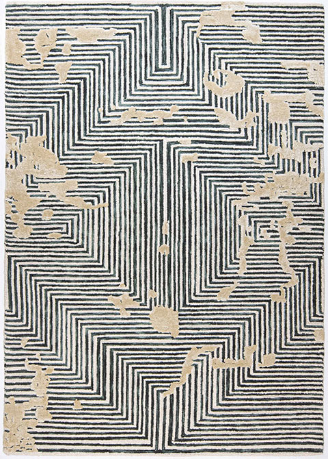 Tapete Moderno Neutro con Diseño Geométrico en Gris Oscuro