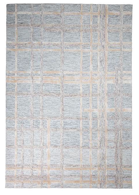 Tapete Moderno Gris con Diseño a Cuadros en Beige