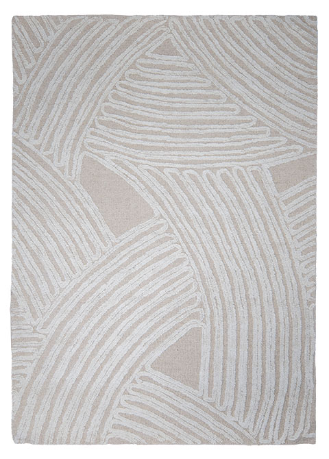 Tapete Abstracto Neutro con Diseño Curvilíneo para Sala