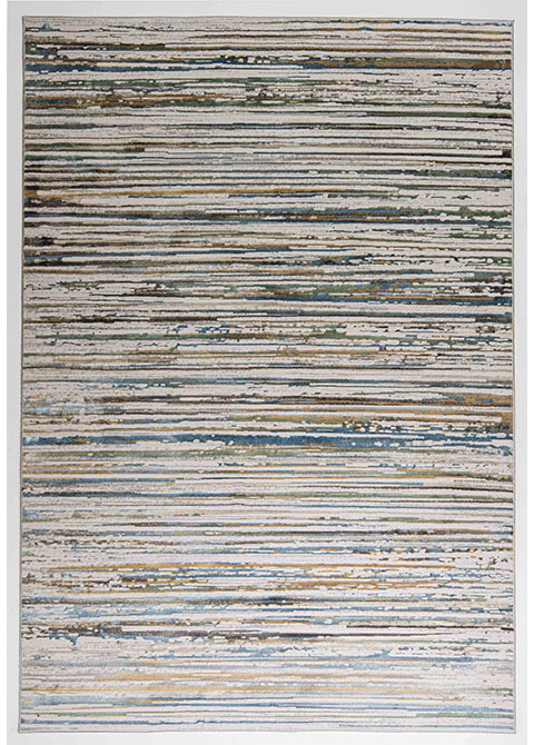 Tapete Moderno Neutro con Diseño de Líneas en Azul y Cafe