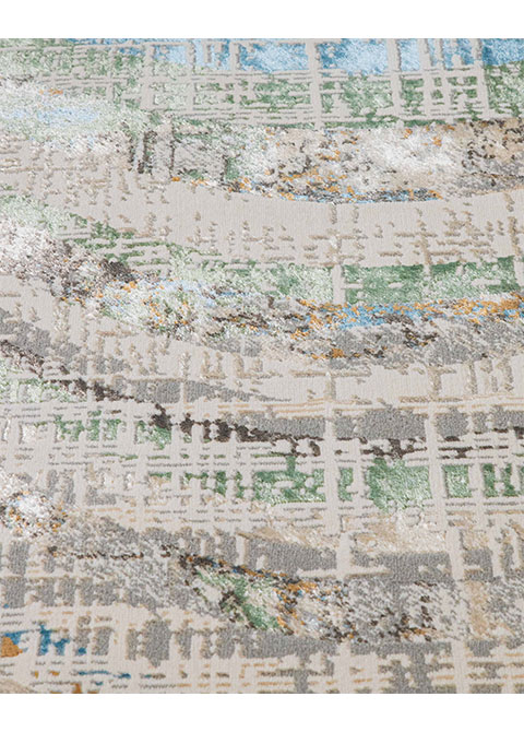 Tapete Moderno Neutro con Diseño Abstracto en Azul y Verde