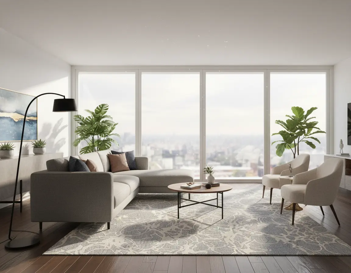 Tapete Moderno Gris con Diseño Abstracto en Neutro Render