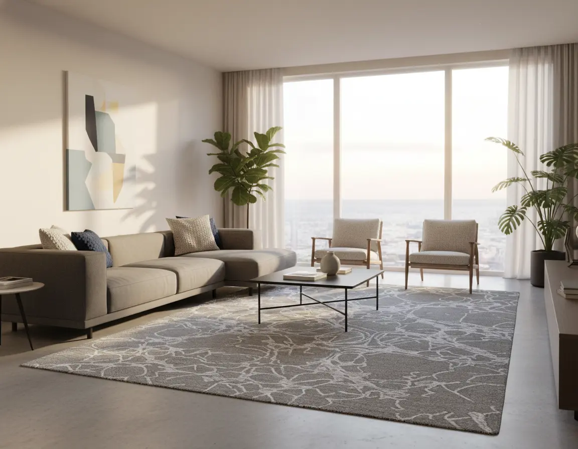 Tapete Moderno Gris con Diseño Abstracto Render