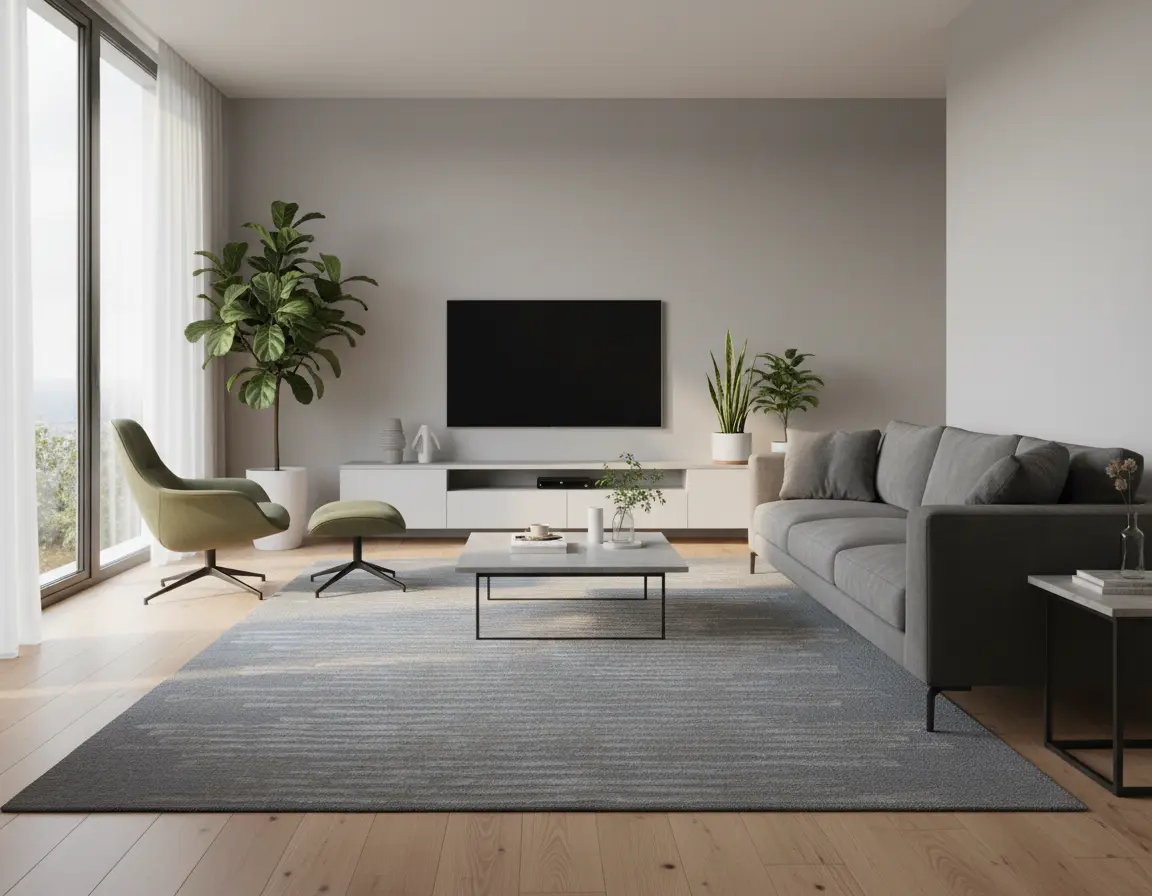 Tapete Moderno Gris con Diseño de Líneas Horizontales en Neutro Render