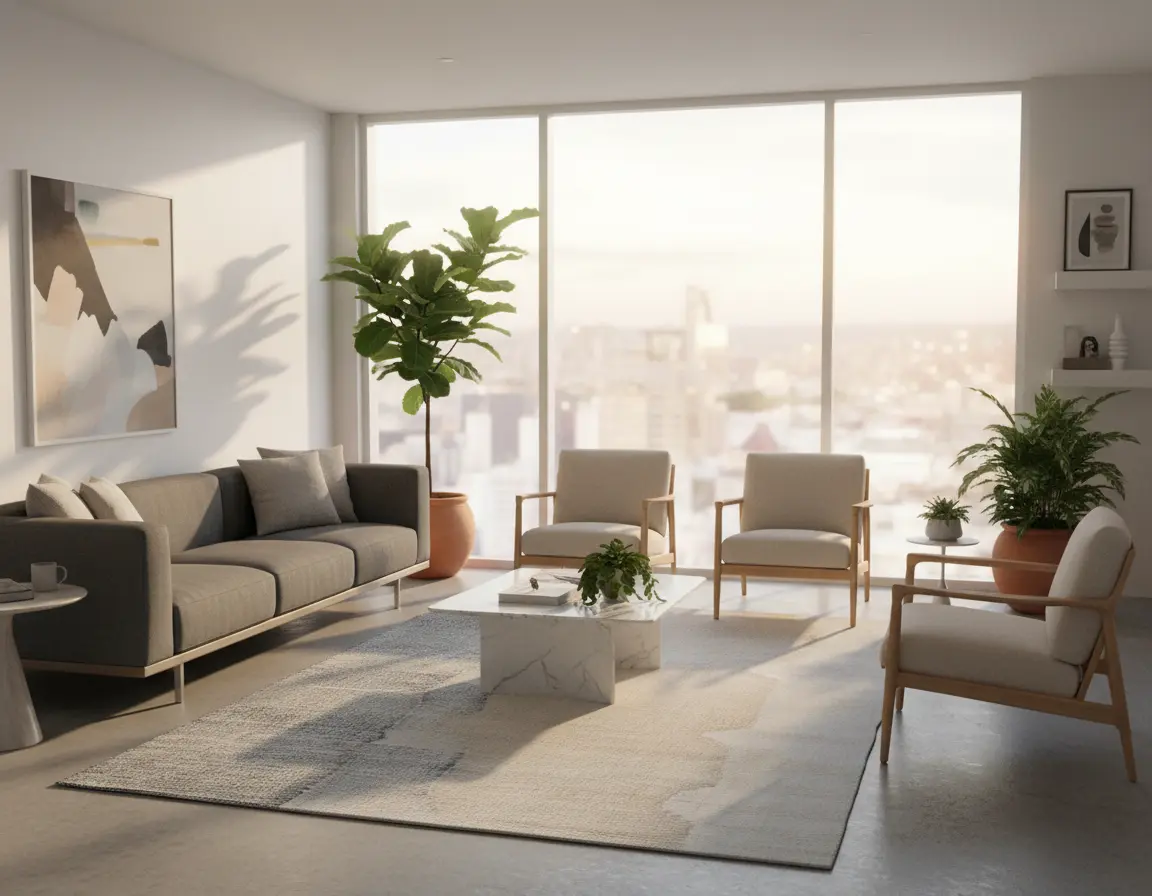 Tapete Moderno Neutro con Diseño Abstracto en Gris Render