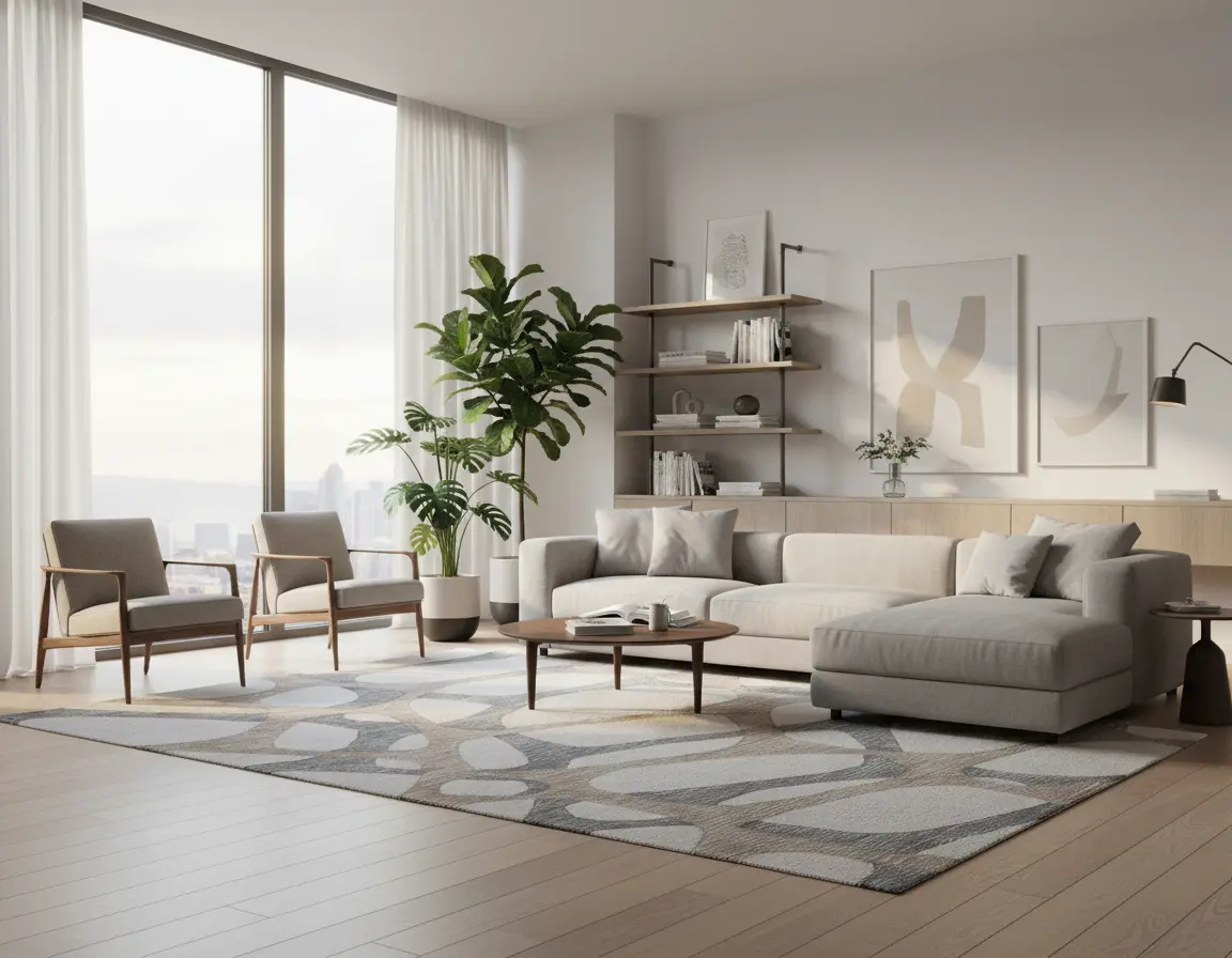 Tapete Moderno Neutro con Diseño Abstracto en Gris Oscuro Render