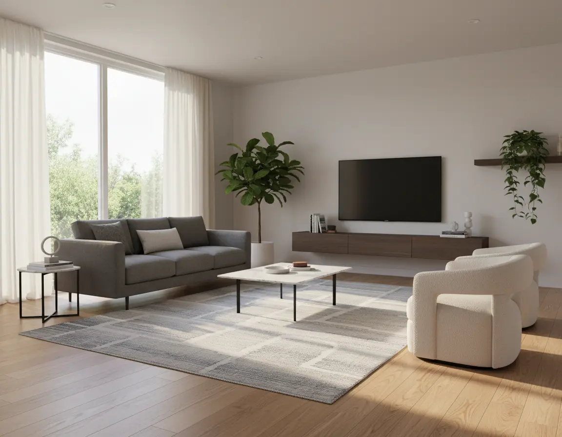 Tapete Moderno Neutro con Diseño Geométrico en Gris Render