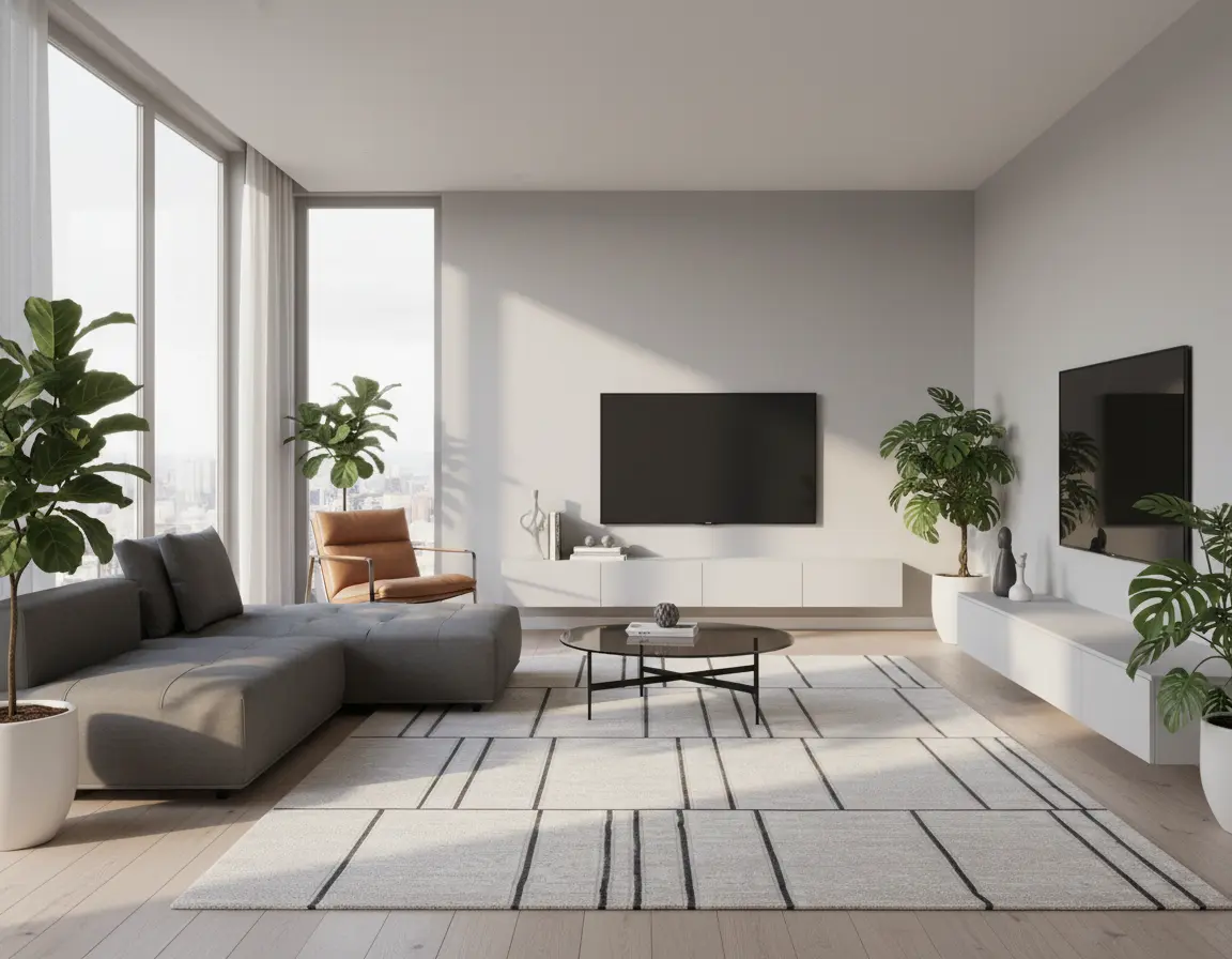 Tapete Moderno Neutro con Diseño Geométrico en Gris Oscuro Render