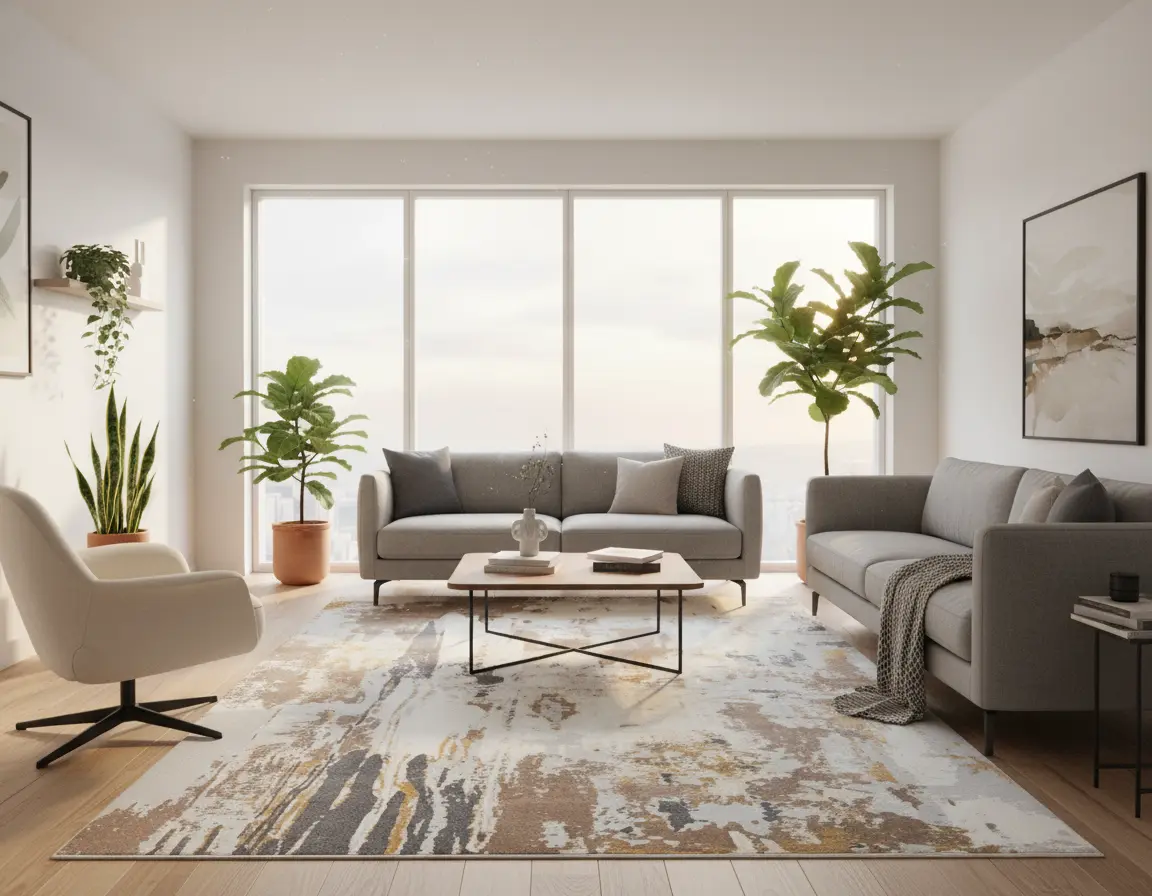 Tapete Abstracto Neutro con Pinceladas en Café y Gris Oscuro Render