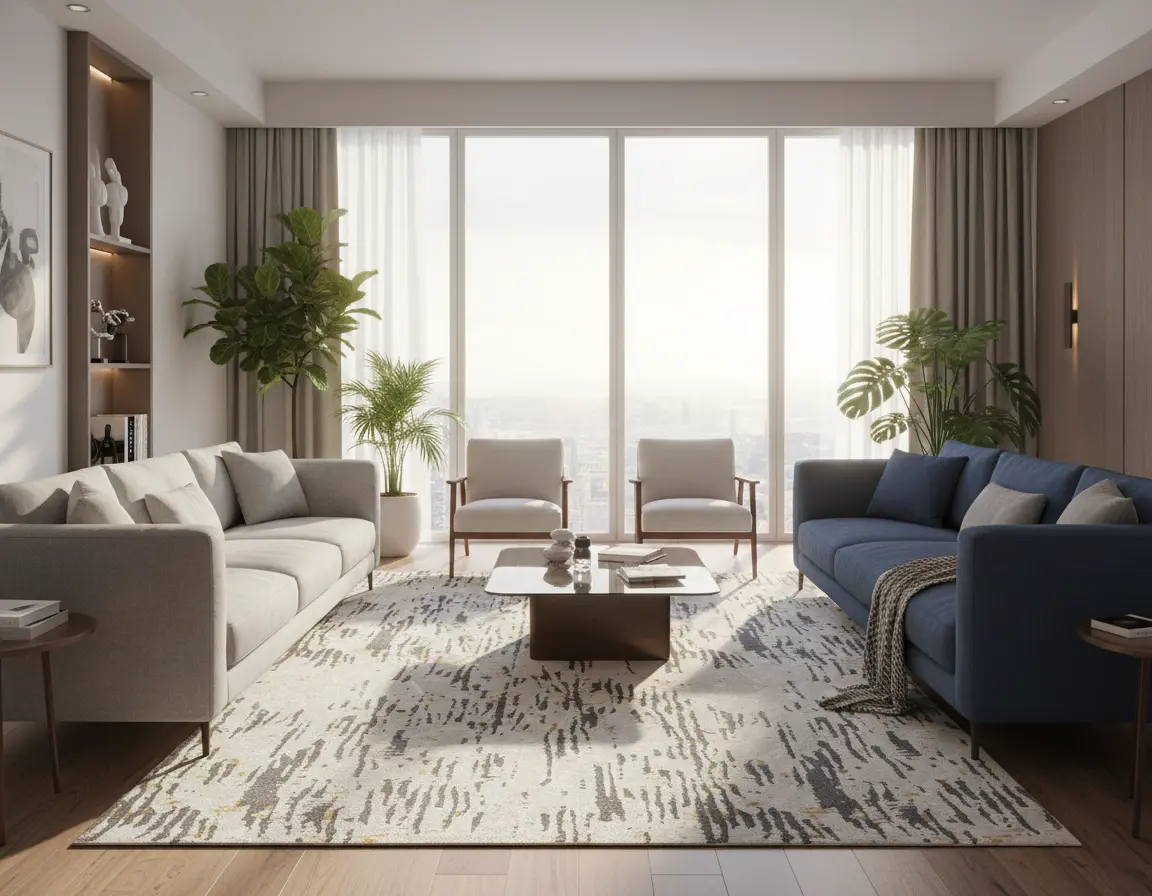 Tapete Moderno Neutro con Diseño Abstracto en Gris Oscuro Render