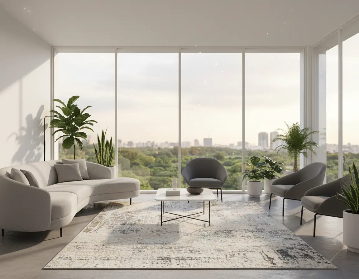 Tapete Moderno Neutro con Diseño Abstracto en Gris Oscuro Render