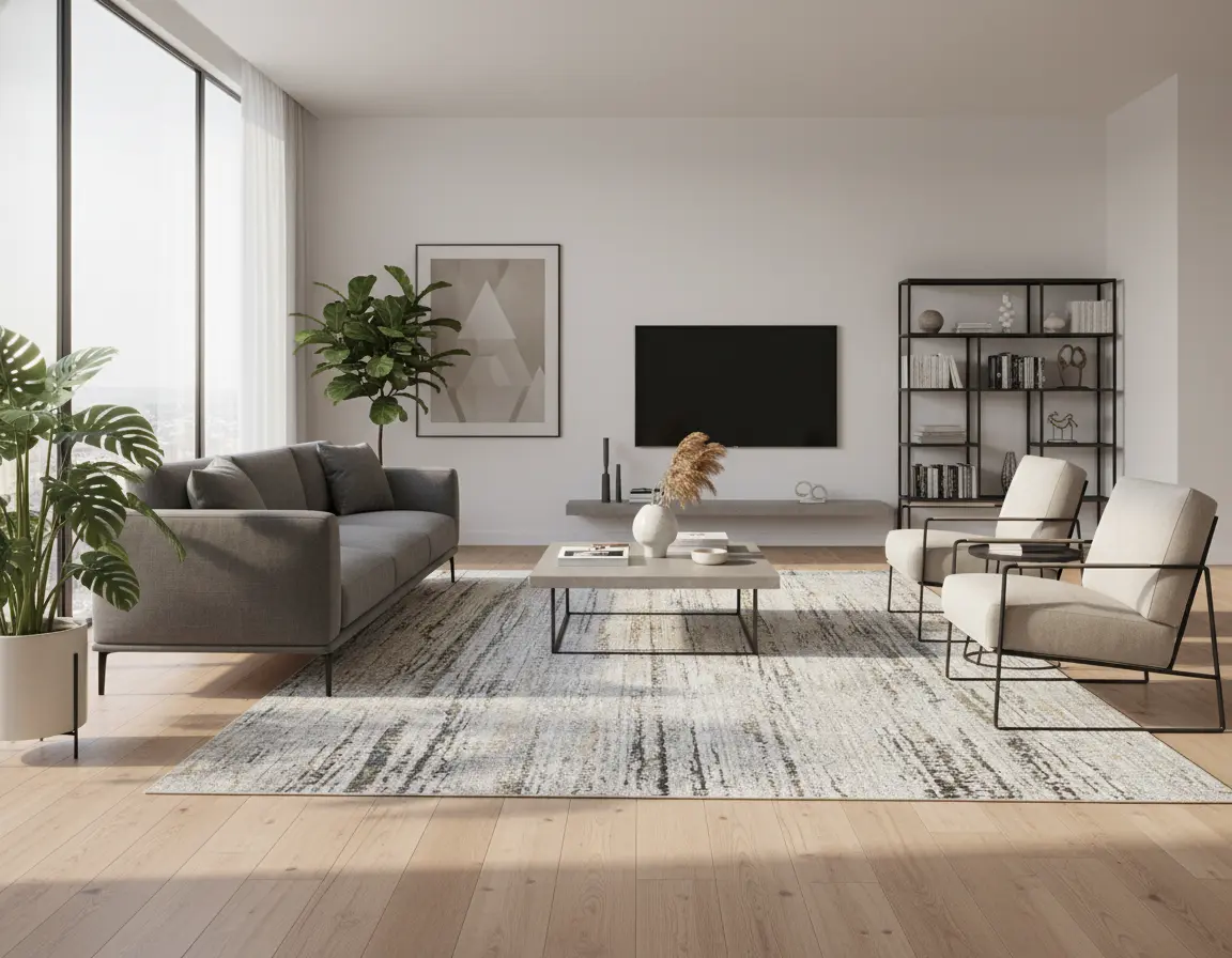 Tapete Moderno Neutro con Diseño de Líneas en Gris Oscuro Render