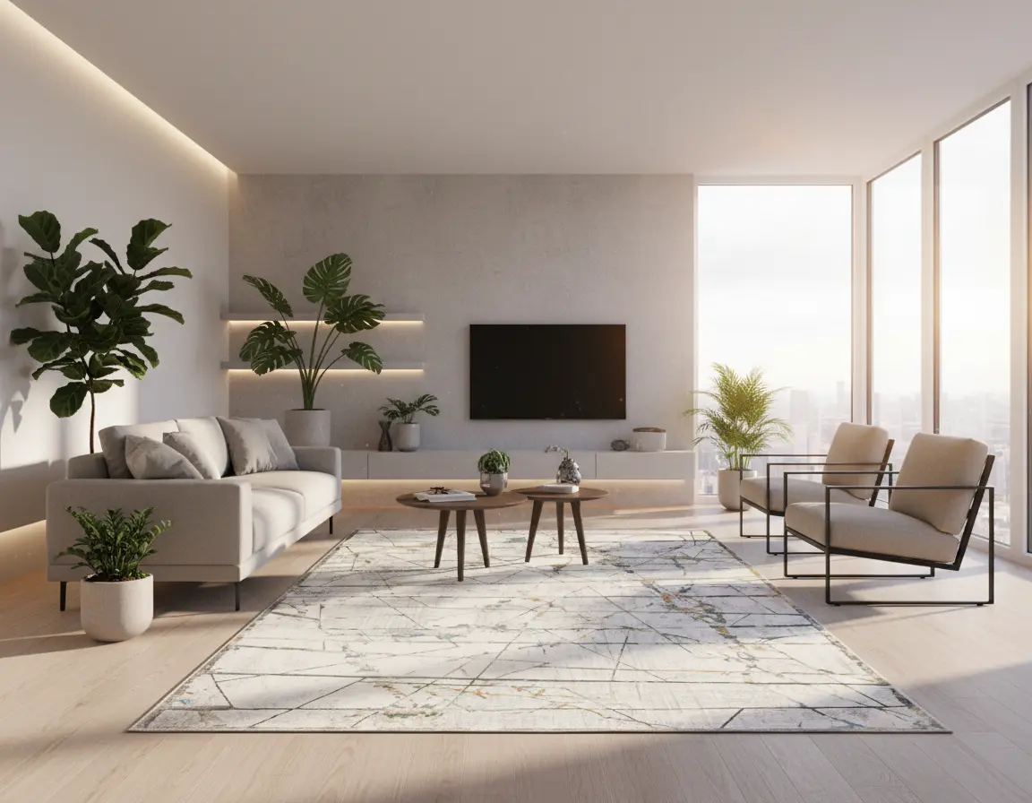 Tapete Moderno Neutro con Diseño Abstracto en Gris Oscuro Render